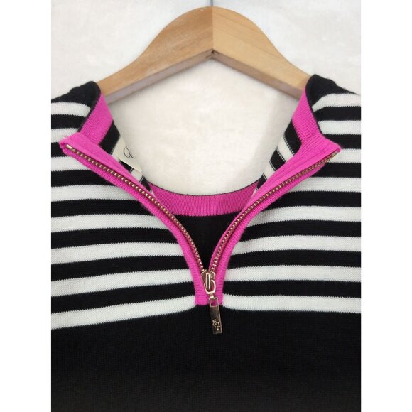 Eliza J Dress Womens 4 Petite Black White Knit Short Sleeve‎ Sheath Preppy - Picture 8 of 13